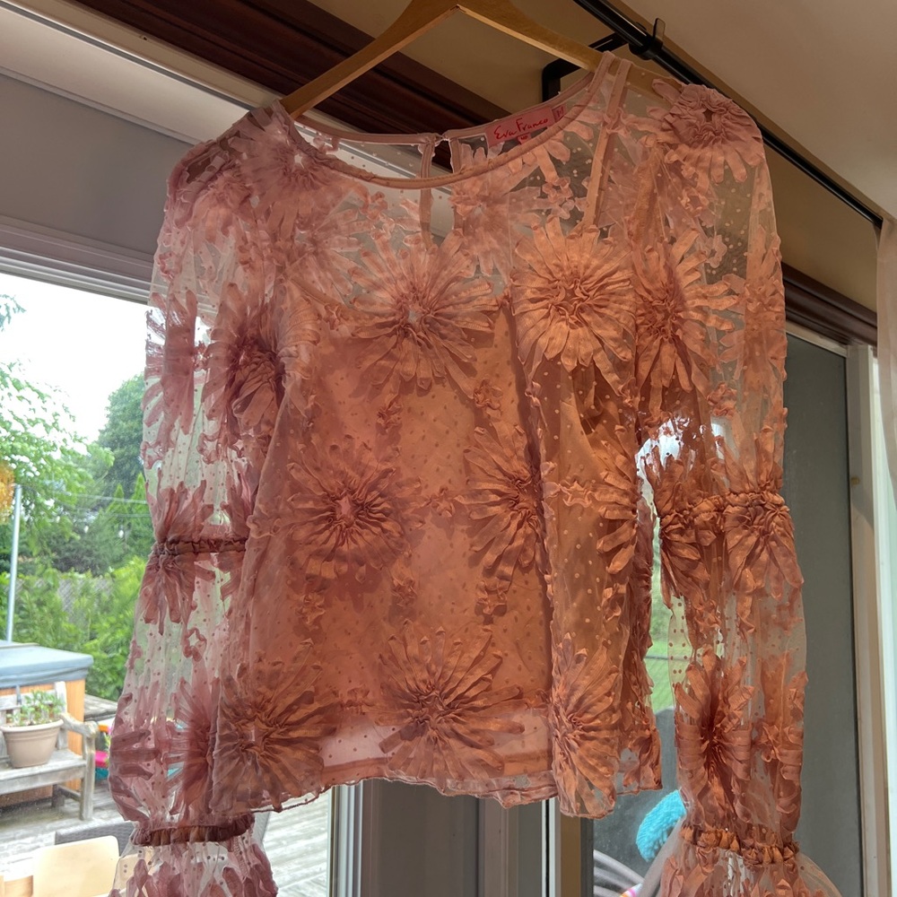 Eva Franco Pink Floral Sheer Blouse